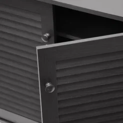 Cabinets & Sideboards-Kirkland's Home Espresso Shutter Door Wooden Cabinet
