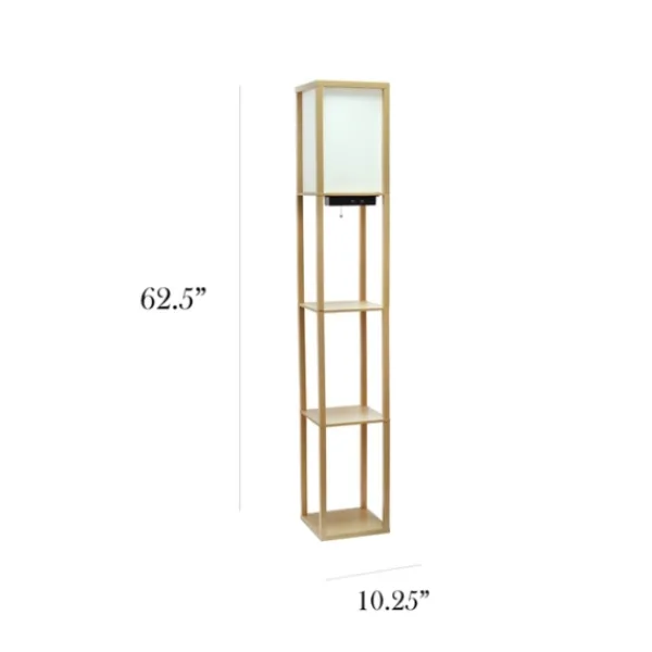 Floor Lamps-Kirkland's Home Etagere Shelf Charging Floor Lamp Tan
