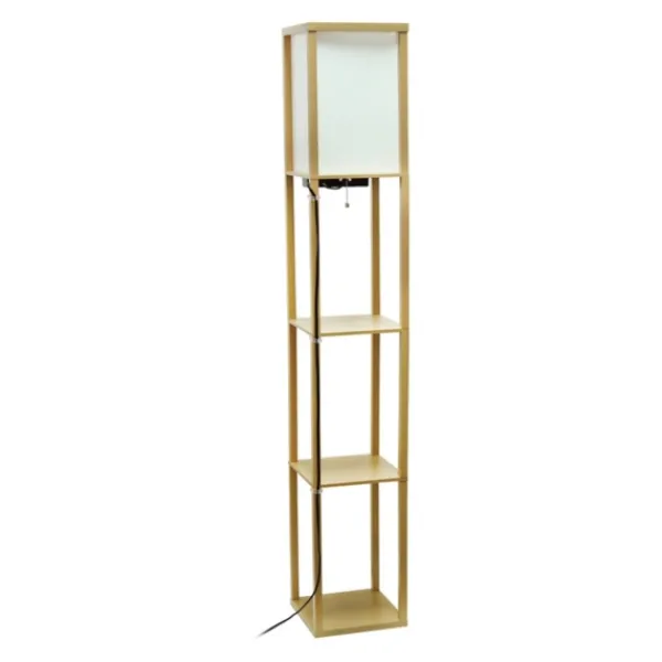 Floor Lamps-Kirkland's Home Etagere Shelf Charging Floor Lamp Tan