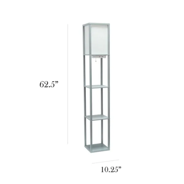 Floor Lamps-Kirkland's Home Etagere Shelf Charging Floor Lamp Gray