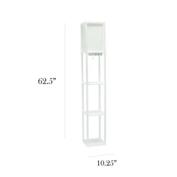 Floor Lamps-Kirkland's Home Etagere Shelf Charging Floor Lamp White