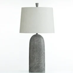 Table Lamps-Kirkland's Home Etched Gray Transitional Table Lamp Ivory
