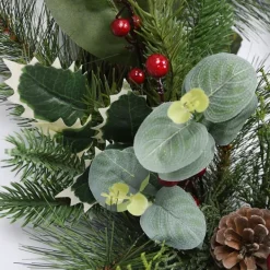 Wreaths-Kirkland's Home Eucalyptus And Pineberry Refresh Wreath Green/Red