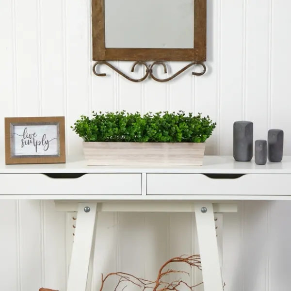 Arrangements & Greenery-Kirkland's Home Eucalyptus Arrangement In Wide Wooden Planter Green/Tan