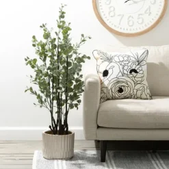 Trees & Topiaries-Kirkland's Home Eucalyptus Tree In Black Planter