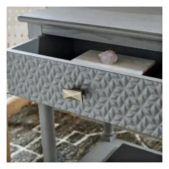 Accent & End Tables-Kirkland's Home Evelina Textured Single Drawer Accent Table Gray