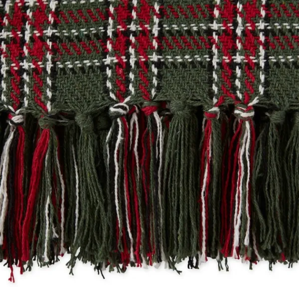 Blankets & Throws-Kirkland's Home Evergreen Forest Plaid Cotton Throw Green/Red