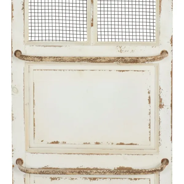 Wall Plaques-Kirkland's Home Evie Distressed Ivory Wood Door Wall Plaque White