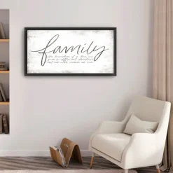 Wall Quotes & Signs-Kirkland's Home Family Branches Framed Canvas Art Print, 42X22 In. White/Black