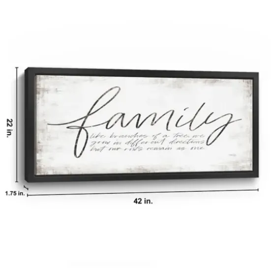 Wall Quotes & Signs-Kirkland's Home Family Branches Framed Canvas Art Print, 42X22 In. White/Black