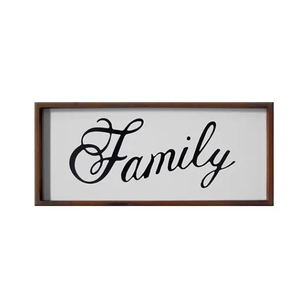 Wall Quotes & Signs-Kirkland's Home Family Curling Script Framed Wall Art Black/White