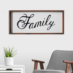Wall Quotes & Signs-Kirkland's Home Family Curling Script Framed Wall Art Black/White