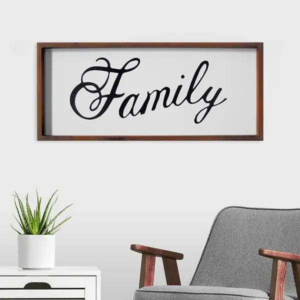 Wall Quotes & Signs-Kirkland's Home Family Curling Script Framed Wall Art Black/White