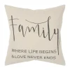 Pillows-Kirkland's Home Family Where Love Never Ends Pillow Tan/Black