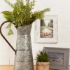 Vases-Kirkland's Home Farmhouse Galvanized Metal Pitcher Gray