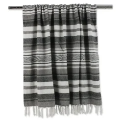 Blankets & Throws-Kirkland's Home Farmhouse Stripe Throw Black