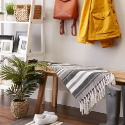 Blankets & Throws-Kirkland's Home Farmhouse Stripe Throw Black