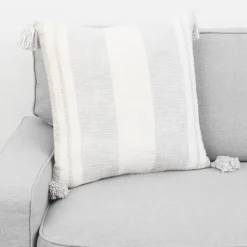 Pillows-Kirkland's Home Farmhouse Stripe With Tassels Pillow Gray
