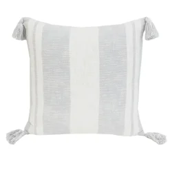 Pillows-Kirkland's Home Farmhouse Stripe With Tassels Pillow Gray