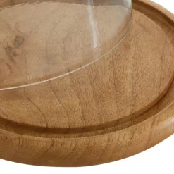 Decorative Accents-Kirkland's Home Farmhouse Wood And Glass Cloche, 6 In. Brown