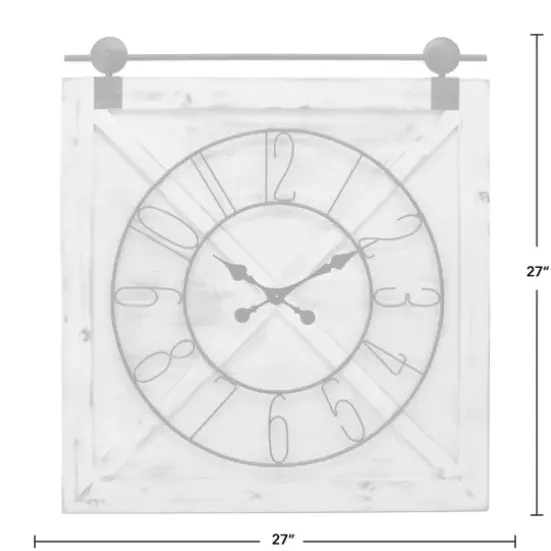 Clocks-Kirkland's Home Farmstead Wooden Barn Door Clock White