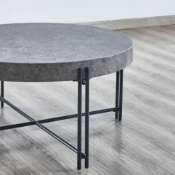Coffee Tables-Kirkland's Home Faux Concrete And Metal Base Coffee Table Gray