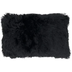 Pillows-Kirkland's Home Faux Fur Lumbar Pillow Black