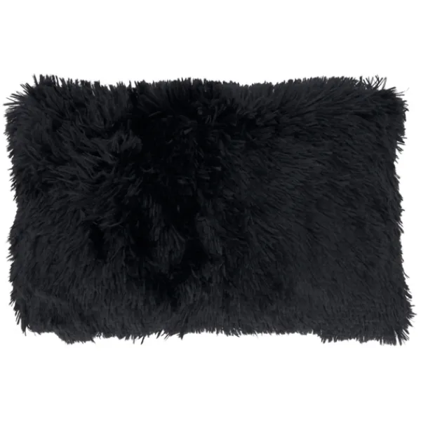 Pillows-Kirkland's Home Faux Fur Lumbar Pillow Black
