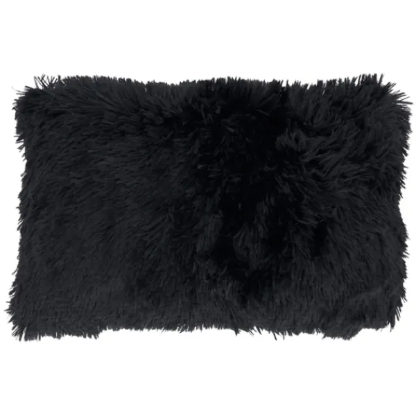Pillows-Kirkland's Home Faux Fur Lumbar Pillow Black
