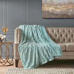 Blankets & Throws-Kirkland's Home Faux Fur Oversized Throw Green