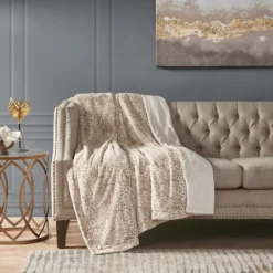 Blankets & Throws-Kirkland's Home Faux Fur Oversized Throw Blanket Animal Print