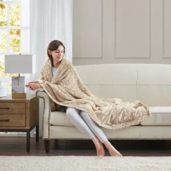 Blankets & Throws-Kirkland's Home Faux Fur Oversized Throw Blanket Animal Print