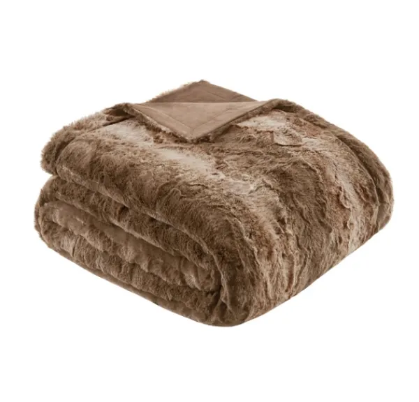 Blankets & Throws-Kirkland's Home Faux Fur Oversized Throw Blanket Tan