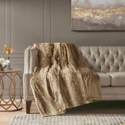 Blankets & Throws-Kirkland's Home Faux Fur Oversized Throw Blanket Tan