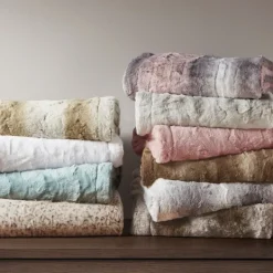 Blankets & Throws-Kirkland's Home Faux Fur Oversized Throw Blanket Tan