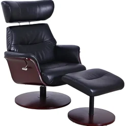 Accent Chairs-Kirkland's Home Faux Leather Accent Chair With Ottoman Black