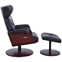 Accent Chairs-Kirkland's Home Faux Leather Accent Chair With Ottoman Black