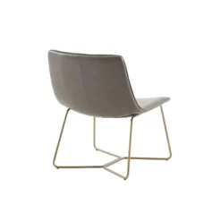 Accent Chairs-Kirkland's Home Faux Leather Accent Chair With Gold Base Gray