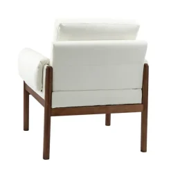 Accent Chairs-Kirkland's Home Faux Leather And Wood Accent Chair White