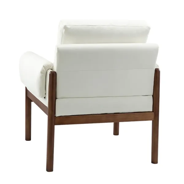 Accent Chairs-Kirkland's Home Faux Leather And Wood Accent Chair White