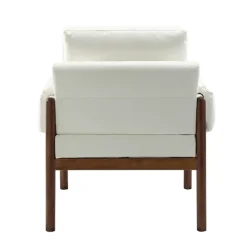Accent Chairs-Kirkland's Home Faux Leather And Wood Accent Chair White