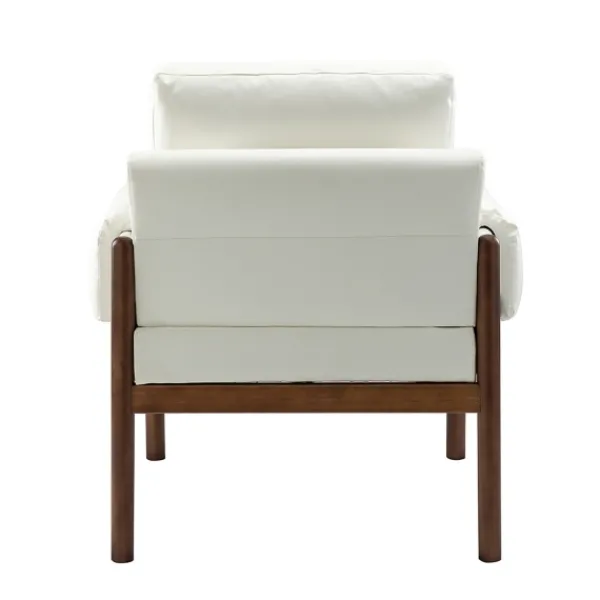 Accent Chairs-Kirkland's Home Faux Leather And Wood Accent Chair White