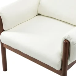 Accent Chairs-Kirkland's Home Faux Leather And Wood Accent Chair White