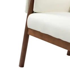Accent Chairs-Kirkland's Home Faux Leather And Wood Accent Chair White