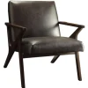 Accent Chairs-Kirkland's Home Faux Leather And Wood Accent Chair Brown