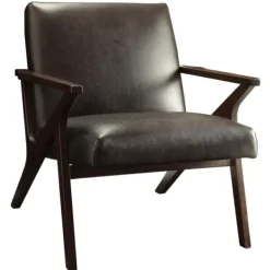 Accent Chairs-Kirkland's Home Faux Leather And Wood Accent Chair Brown