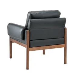 Accent Chairs-Kirkland's Home Faux Leather And Wood Accent Chair Black