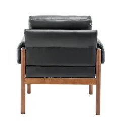 Accent Chairs-Kirkland's Home Faux Leather And Wood Accent Chair Black