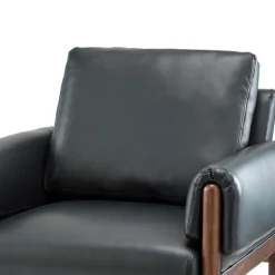 Accent Chairs-Kirkland's Home Faux Leather And Wood Accent Chair Black