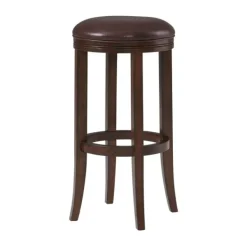 Bar Stools & Counter Height Stools-Kirkland's Home Faux Leather And Wood Bar Stool Brown